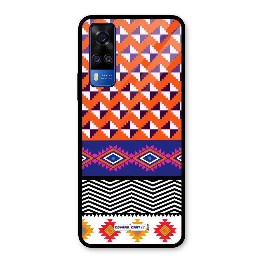 Mixed Pattern Aztec Glass Back Case for Vivo Y31