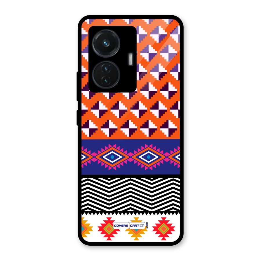 Mixed Pattern Aztec Glass Back Case for iQOO Z6 44W