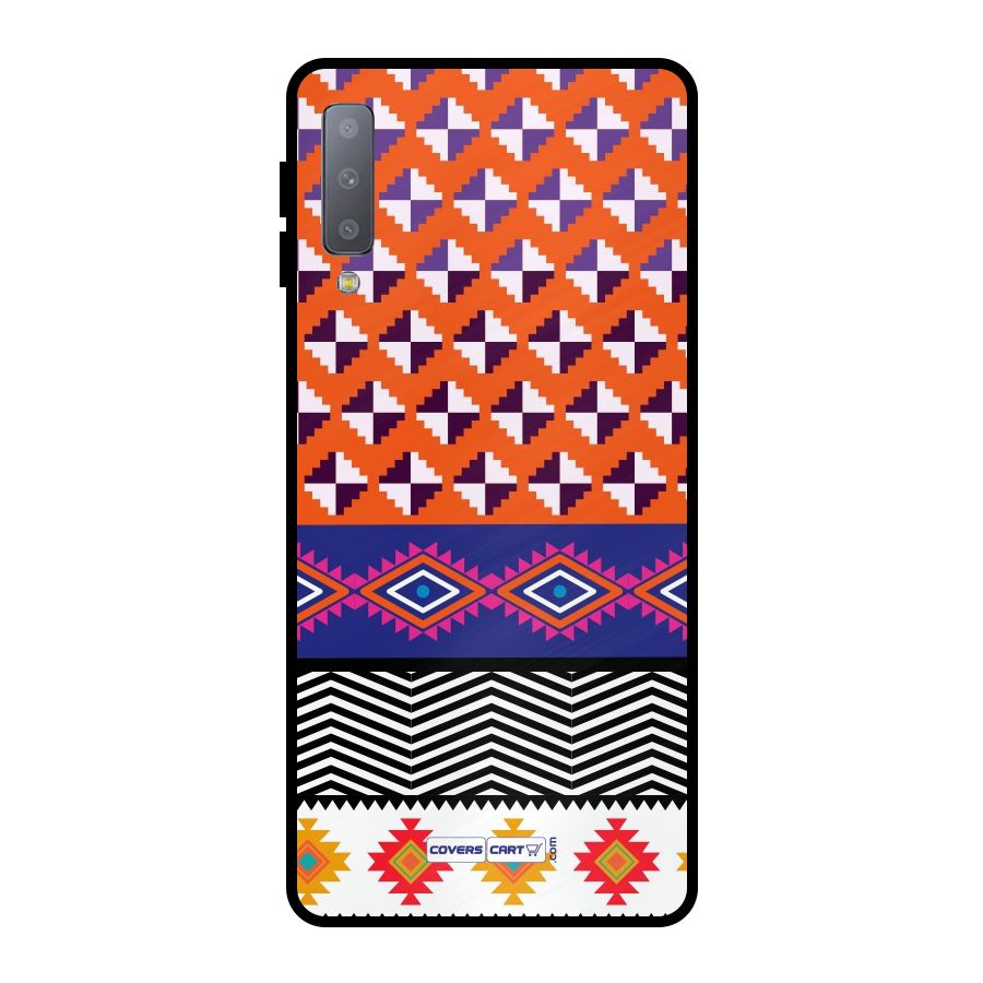 Mixed Pattern Aztec Metal Back Case for Galaxy A7 (2018)