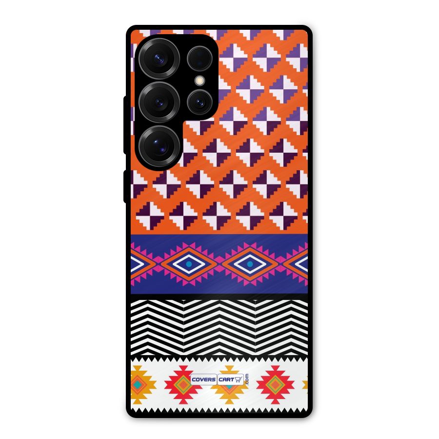 Mixed Pattern Aztec Metal Back Case for Galaxy S25 Ultra