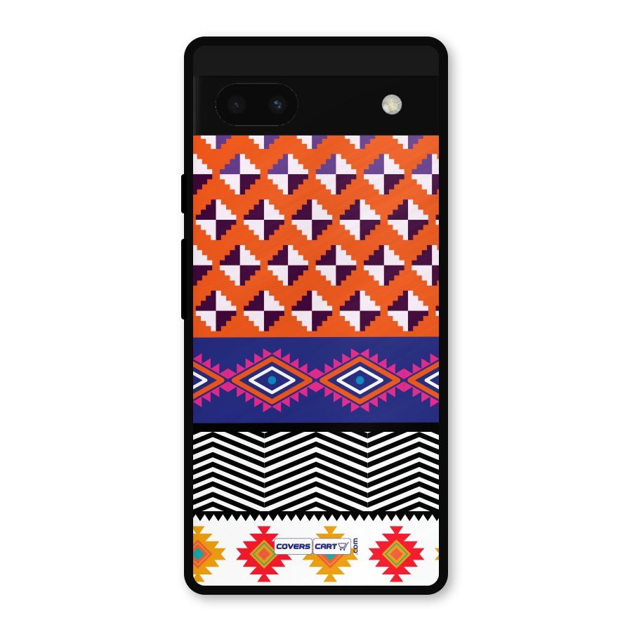 Mixed Pattern Aztec Metal Back Case for Google Pixel 6a