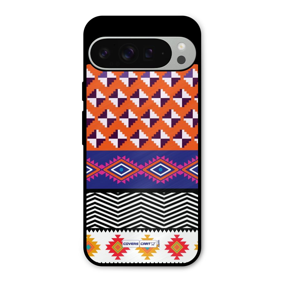 Mixed Pattern Aztec Metal Back Case for Google Pixel 9 Pro XL