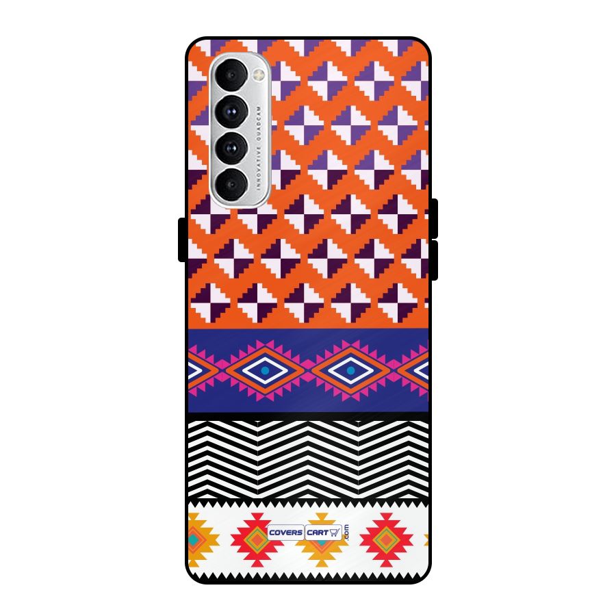 Mixed Pattern Aztec Metal Back Case for Oppo Reno4 Pro