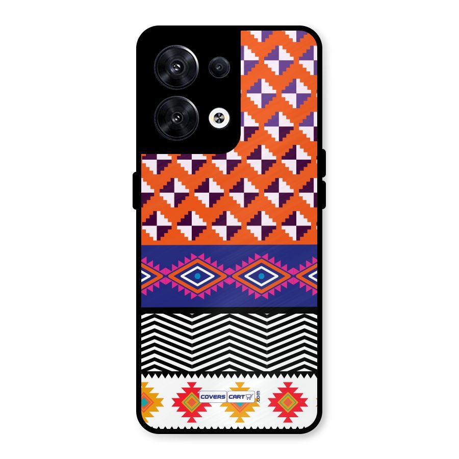 Mixed Pattern Aztec Metal Back Case for Oppo Reno8 5G