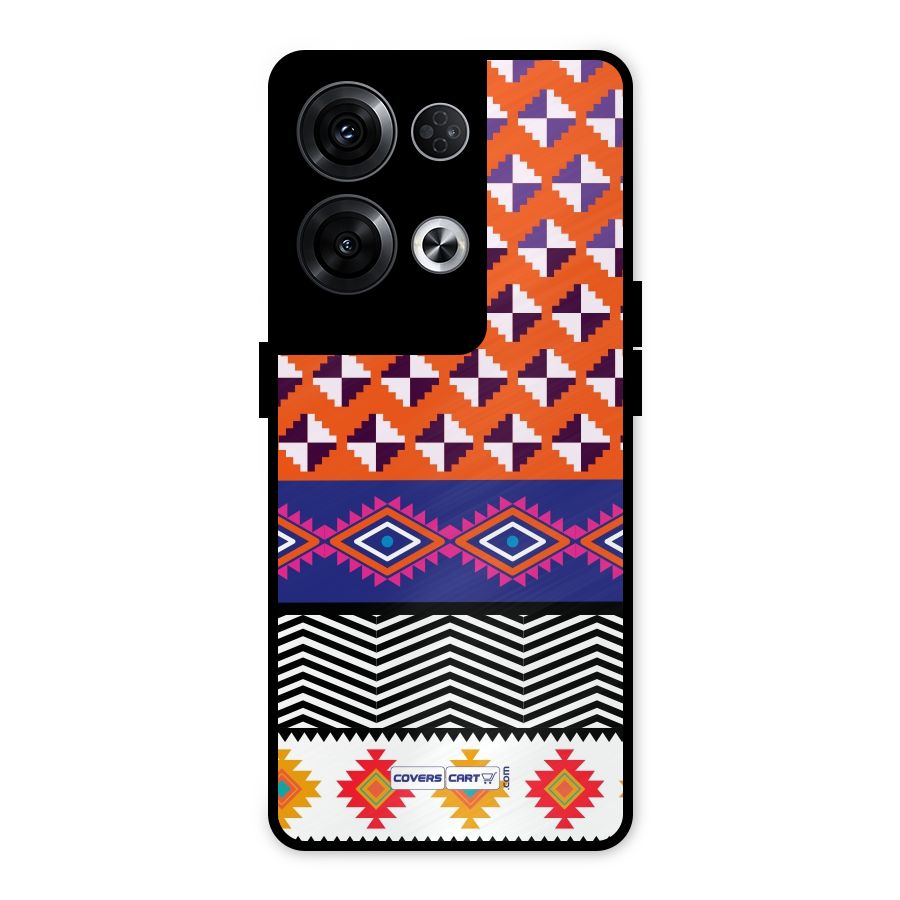 Mixed Pattern Aztec Metal Back Case for Oppo Reno8 Pro 5G