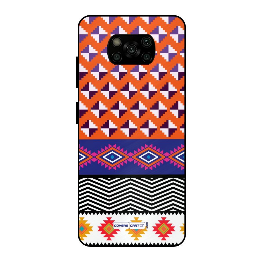Mixed Pattern Aztec Metal Back Case for Poco X3