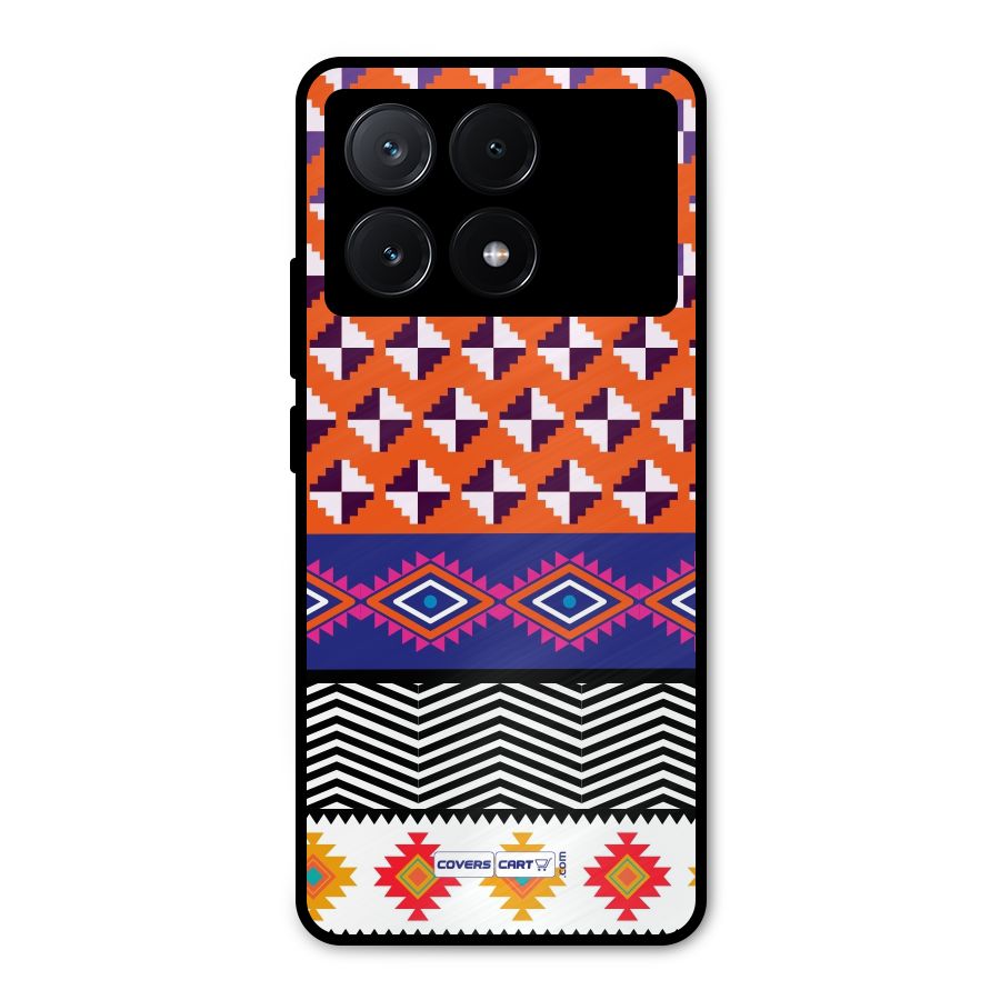 Mixed Pattern Aztec Metal Back Case for Poco X6 Pro