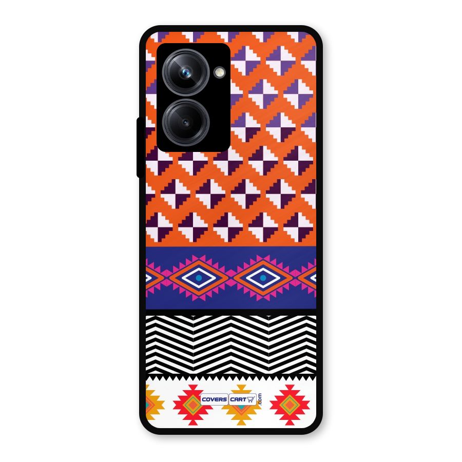 Mixed Pattern Aztec Metal Back Case for Realme 10 Pro