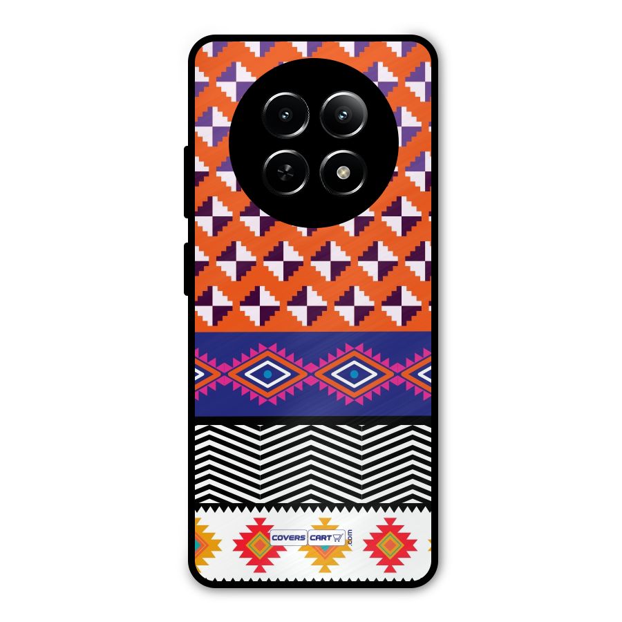 Mixed Pattern Aztec Metal Back Case for Realme Narzo 70x 5G