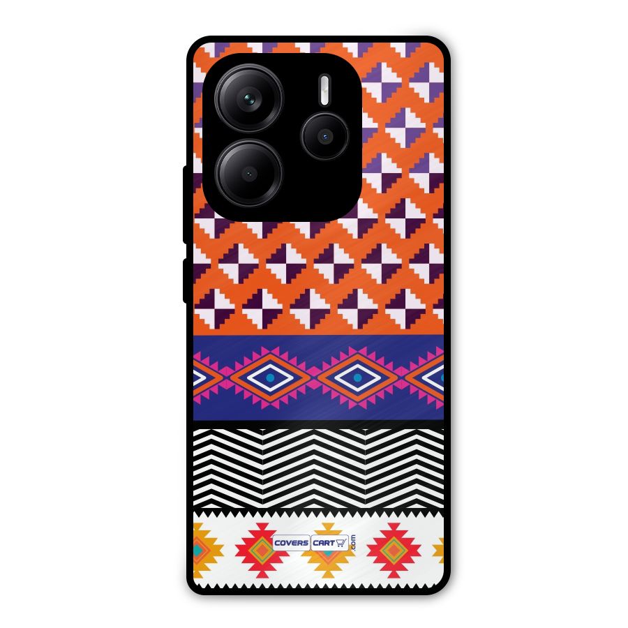 Mixed Pattern Aztec Metal Back Case for Redmi Note 14 5G
