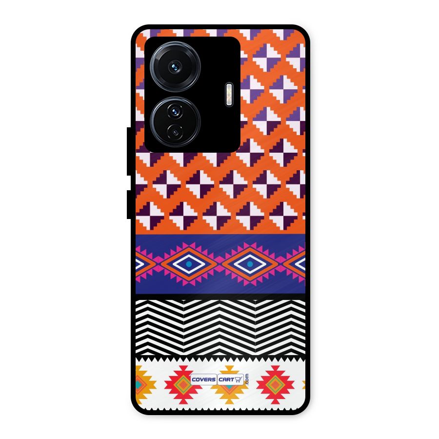 Mixed Pattern Aztec Metal Back Case for Vivo T1 Pro