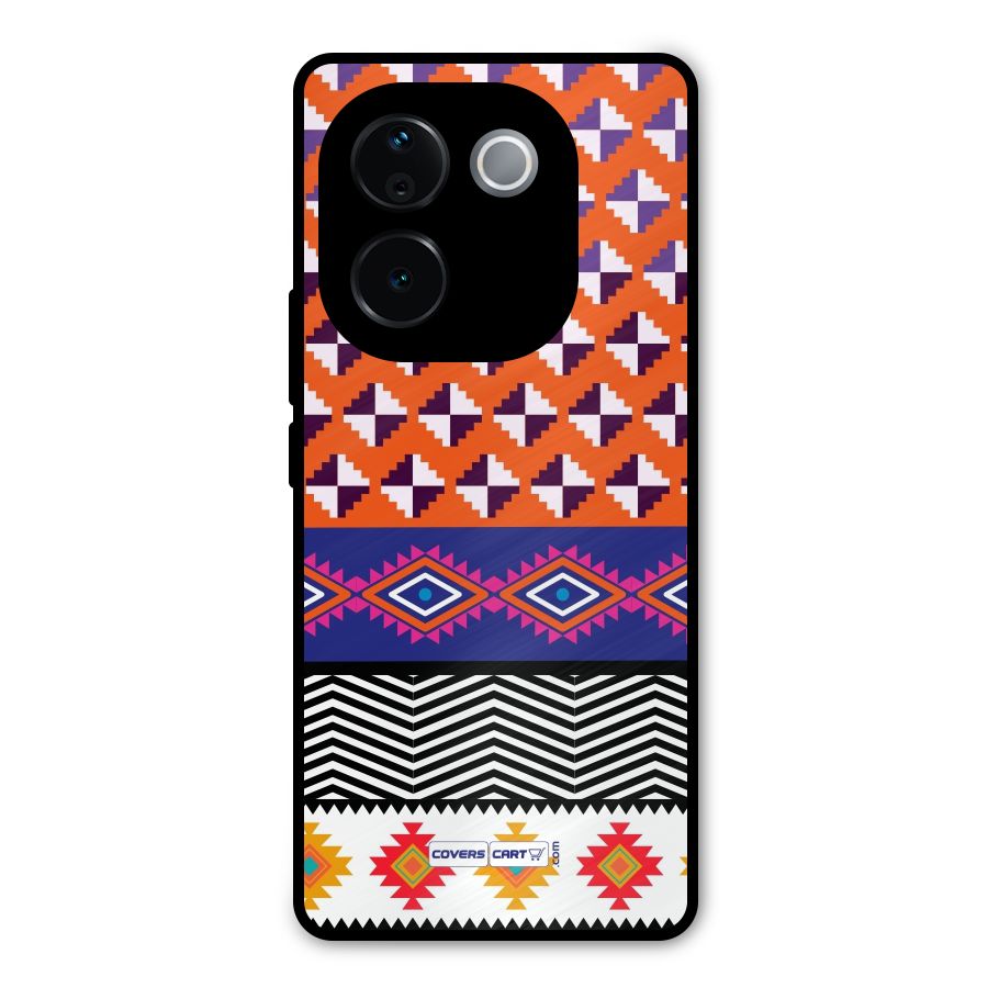 Mixed Pattern Aztec Metal Back Case for Vivo T3 Pro