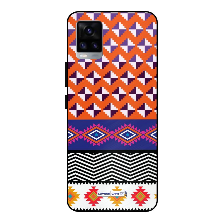 Mixed Pattern Aztec Metal Back Case for Vivo V20 2021
