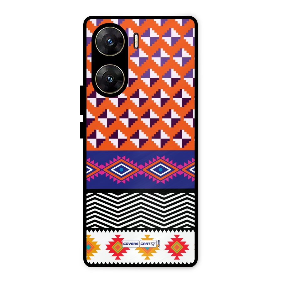 Mixed Pattern Aztec Metal Back Case for Vivo V29e