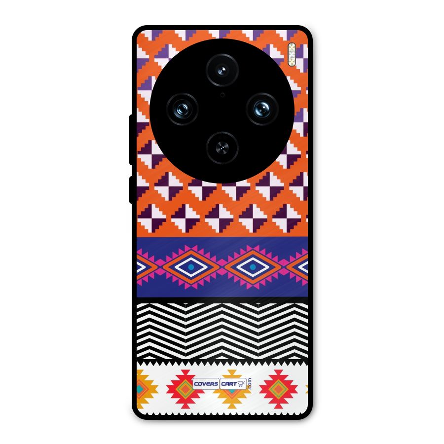 Mixed Pattern Aztec Metal Back Case for Vivo X100 Pro