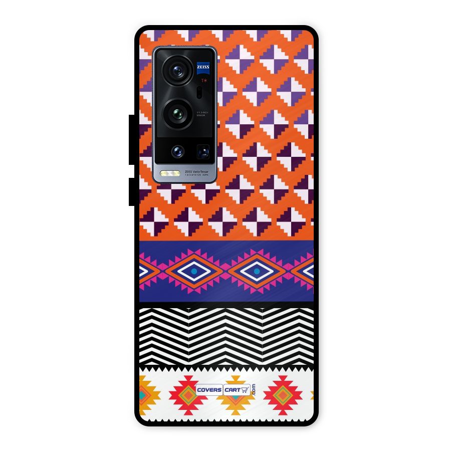 Mixed Pattern Aztec Metal Back Case for Vivo X60 Pro Plus