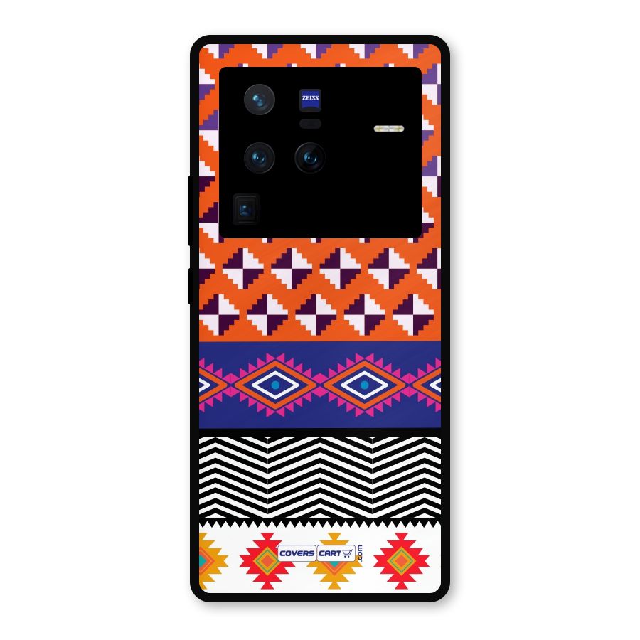 Mixed Pattern Aztec Metal Back Case for Vivo X80 Pro