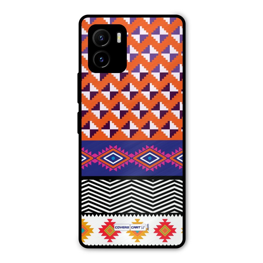 Mixed Pattern Aztec Metal Back Case for Vivo Y15s