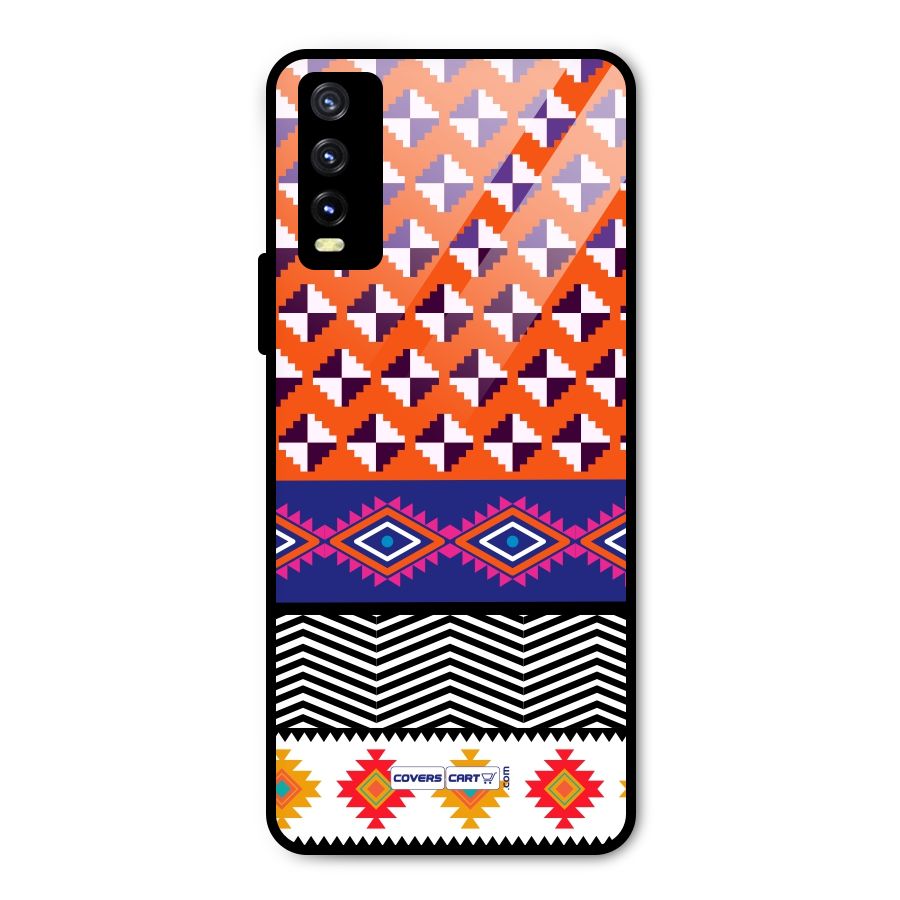 Mixed Pattern Aztec Metal Back Case for Vivo Y20 2021
