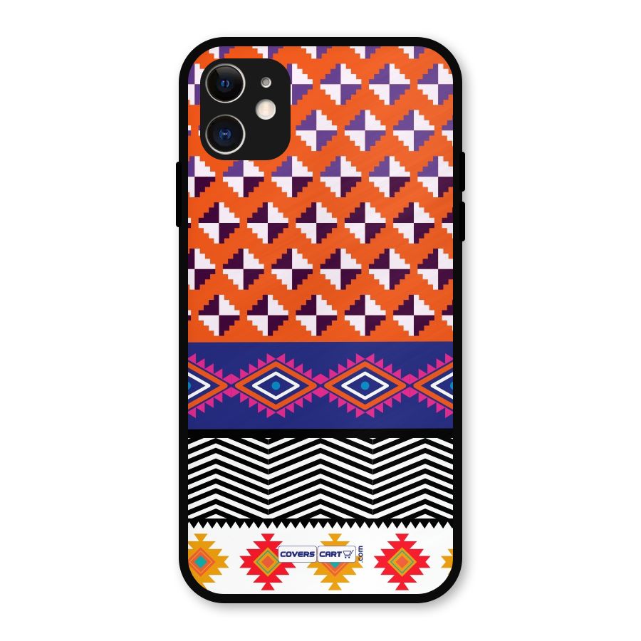 Mixed Pattern Aztec Metal Back Case for iPhone 11
