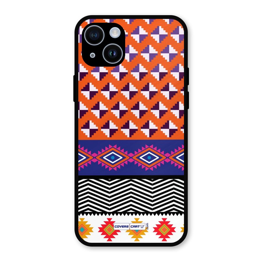 Mixed Pattern Aztec Metal Back Case for iPhone 14
