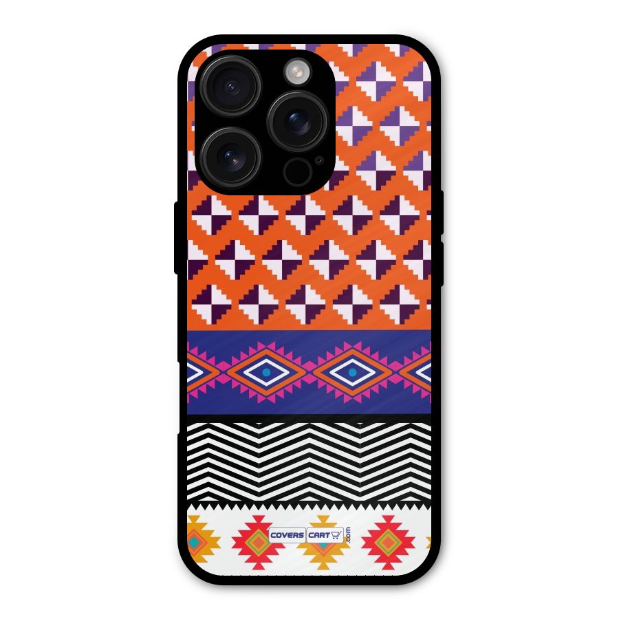 Mixed Pattern Aztec Metal Back Case for iPhone 16 Pro
