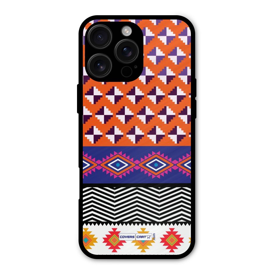 Mixed Pattern Aztec Metal Back Case for iPhone 16 Pro Max