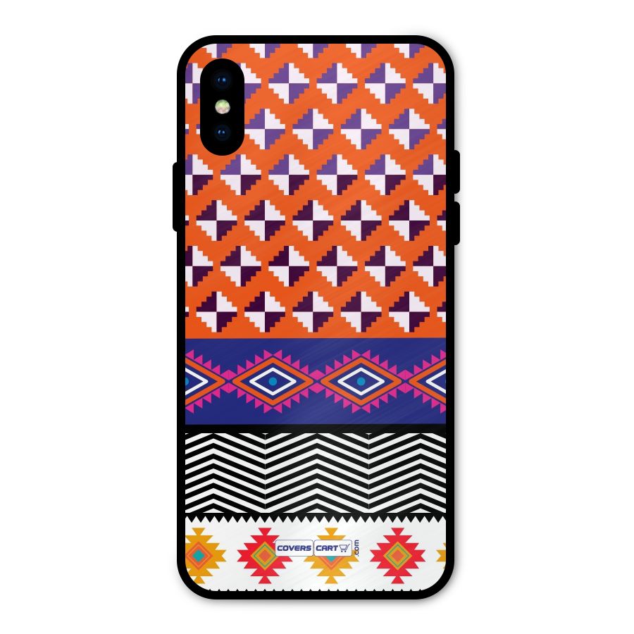 Mixed Pattern Aztec Metal Back Case for iPhone XS