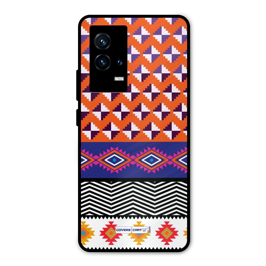 Mixed Pattern Aztec Metal Back Case for iQOO 9 5G