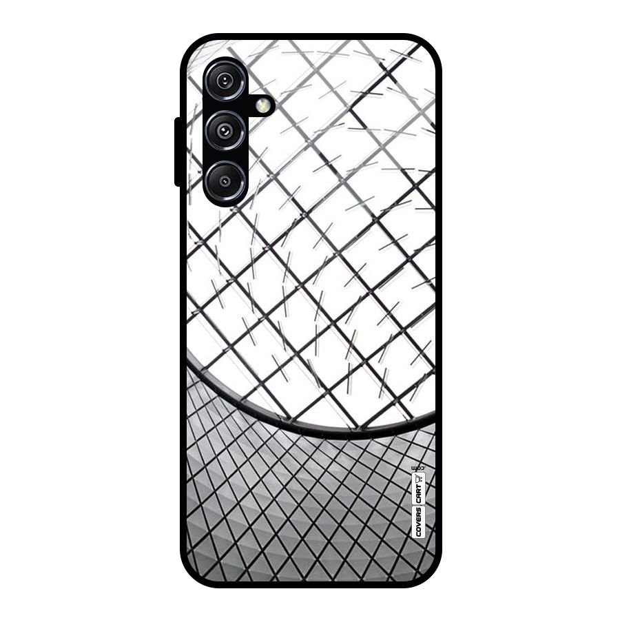 Modern Abstract Pattern Glass Back Case for Galaxy M34 5G
