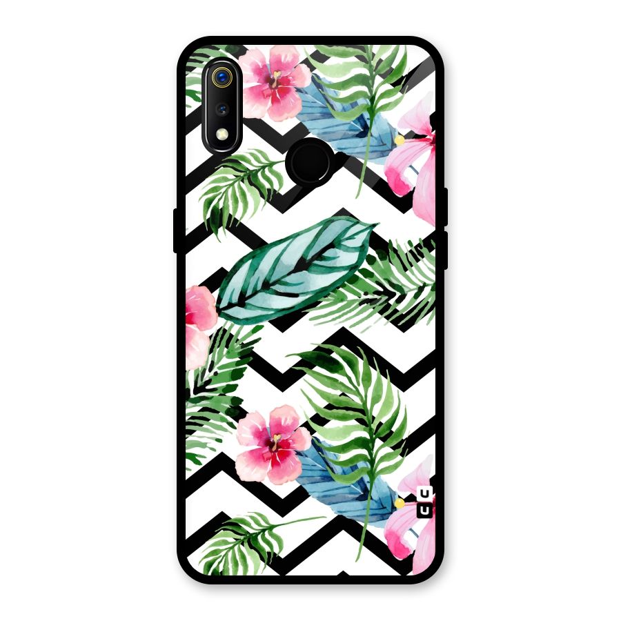 Modern Flowers Glass Back Case for Realme 3i