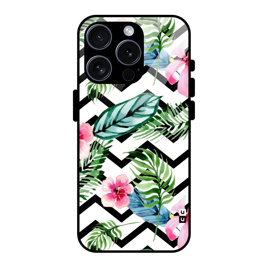 Modern Flowers Glass Back Case for iPhone 15 Pro