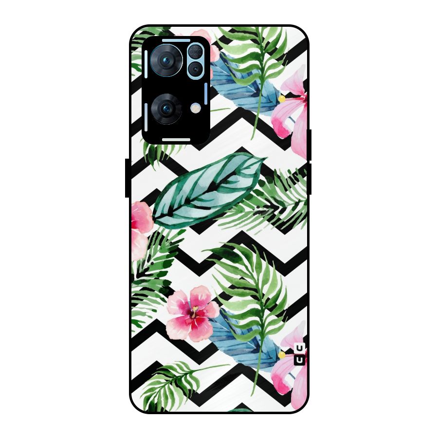 Modern Flowers Metal Back Case for Oppo Reno7 Pro 5G