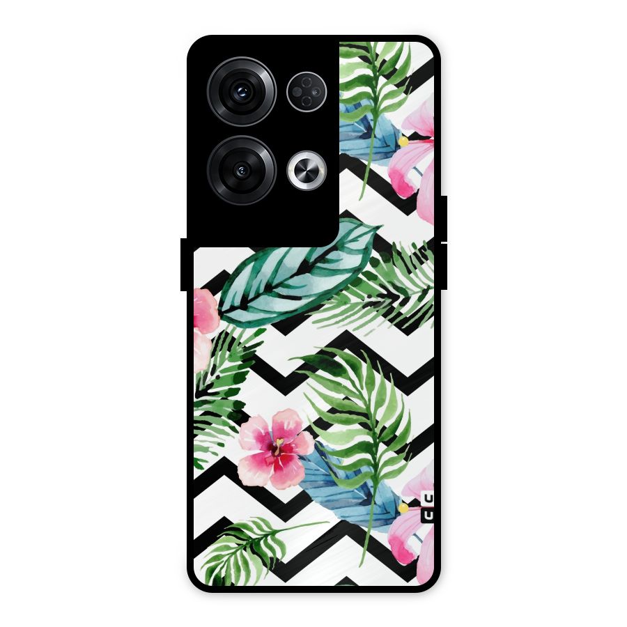 Modern Flowers Metal Back Case for Oppo Reno8 Pro 5G