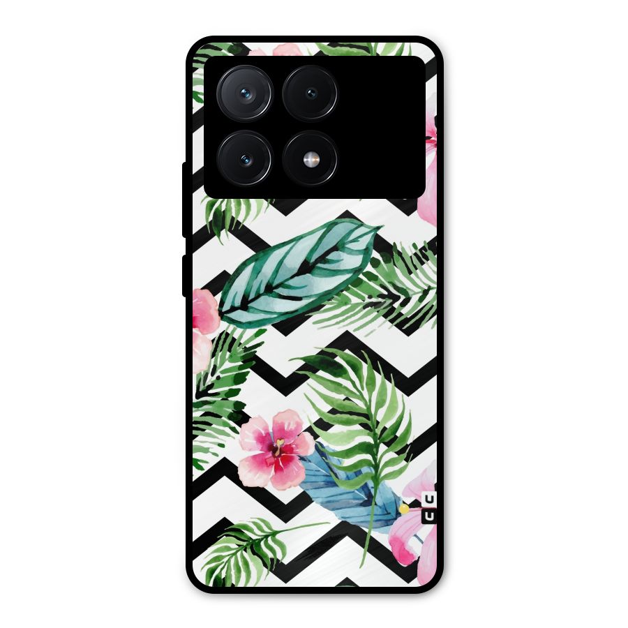 Modern Flowers Metal Back Case for Poco X6 Pro