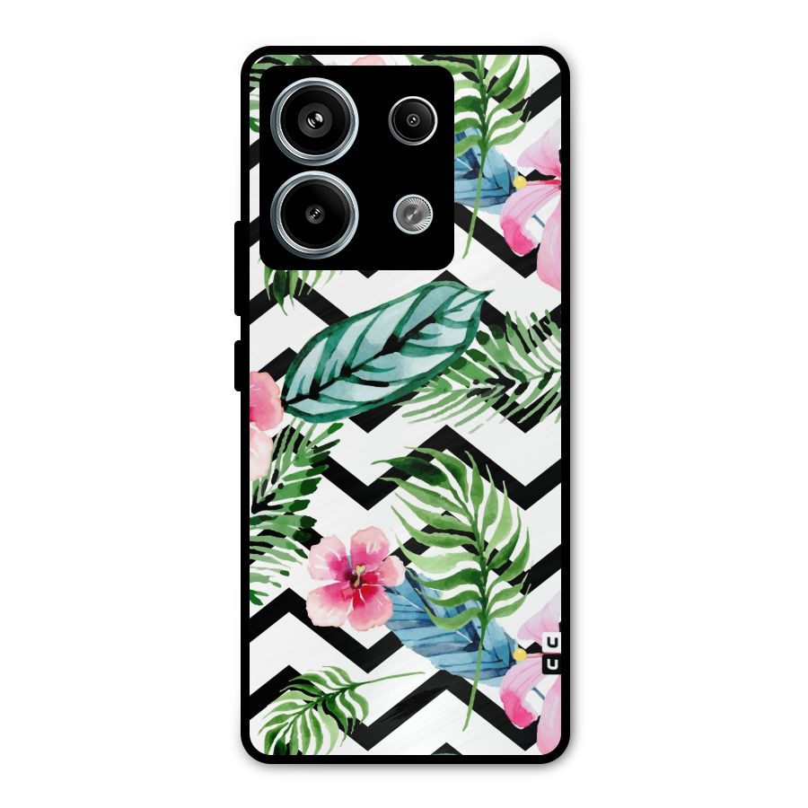 Modern Flowers Metal Back Case for Redmi Note 13 Pro 5G
