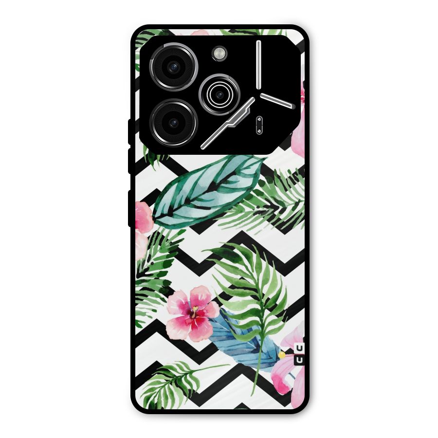 Modern Flowers Metal Back Case for Tecno Pova 6 Pro