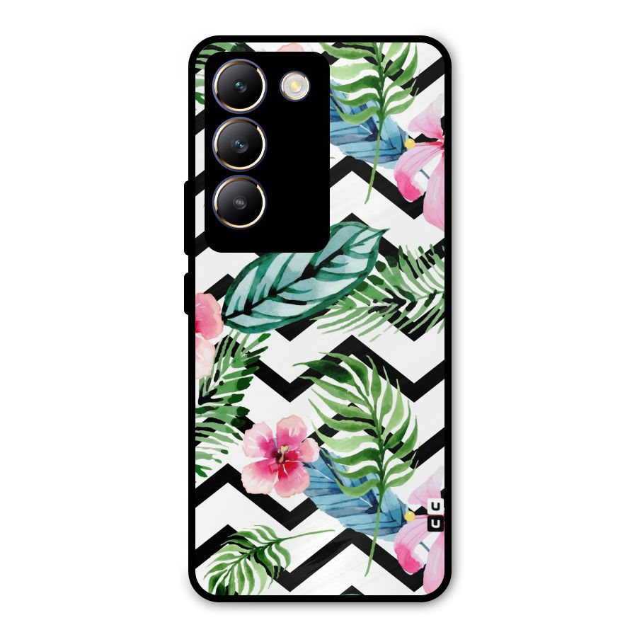 Modern Flowers Metal Back Case for Vivo T3 5G