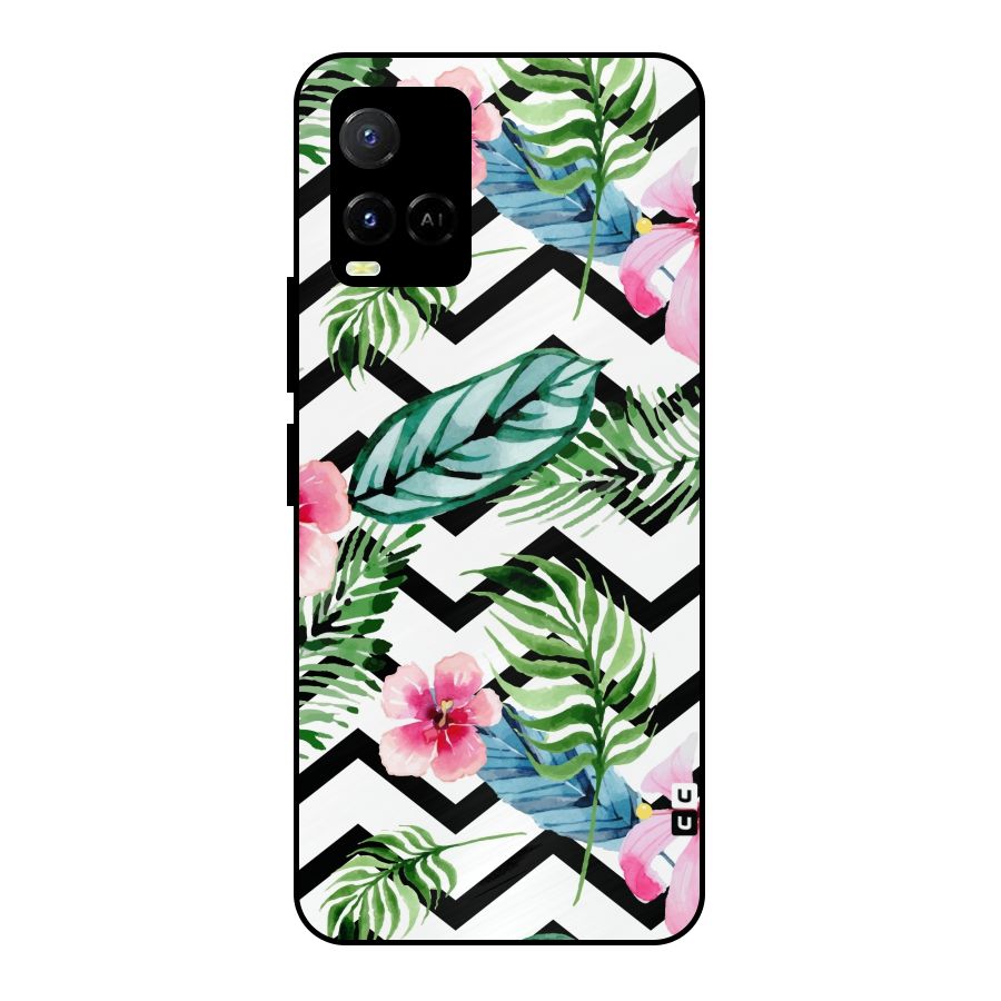 Modern Flowers Metal Back Case for Vivo Y21A