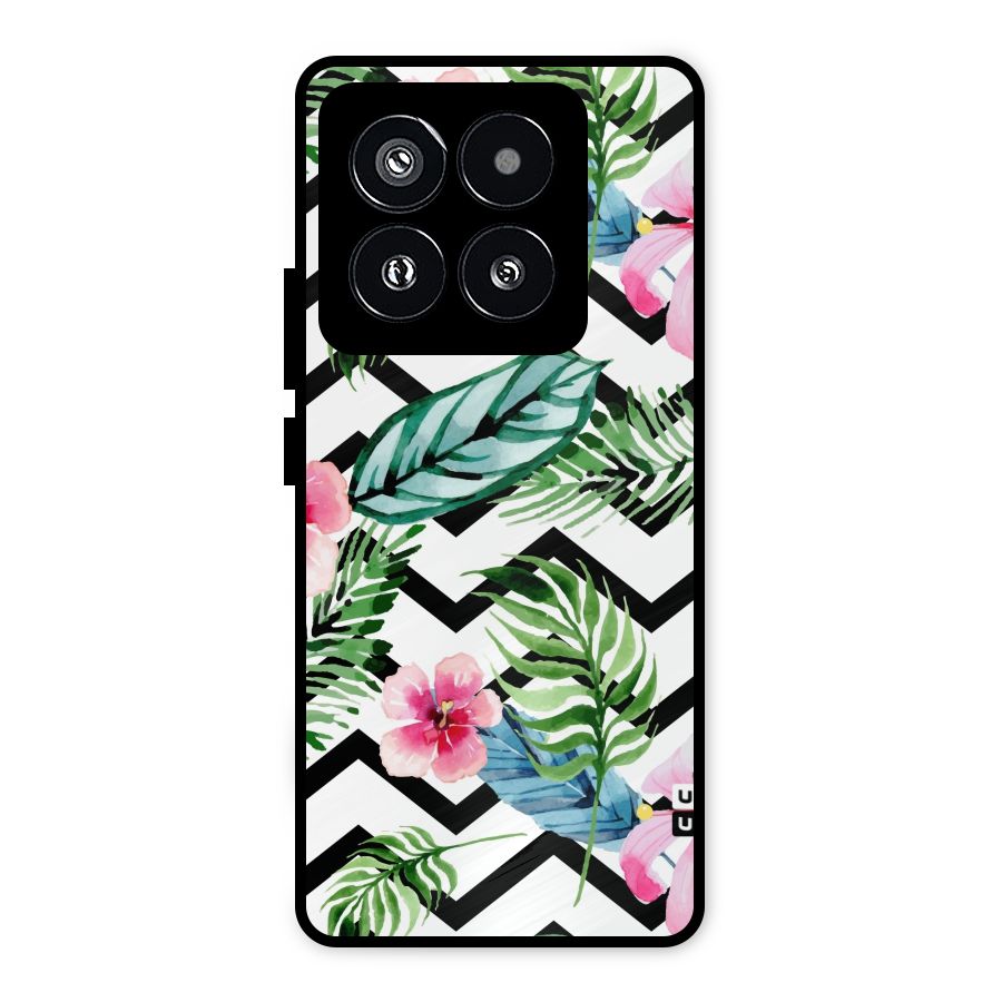 Modern Flowers Metal Back Case for Xiaomi 14 Pro