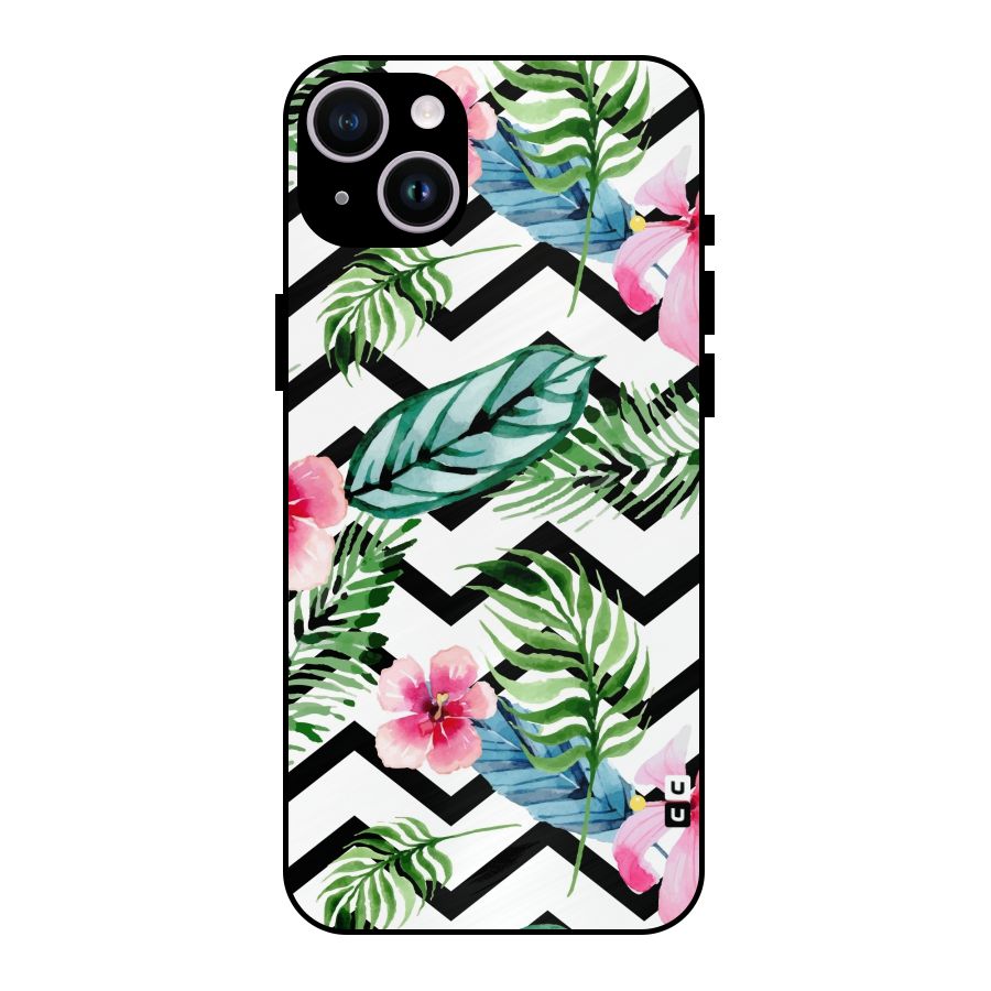 Modern Flowers Metal Back Case for iPhone 14 Plus