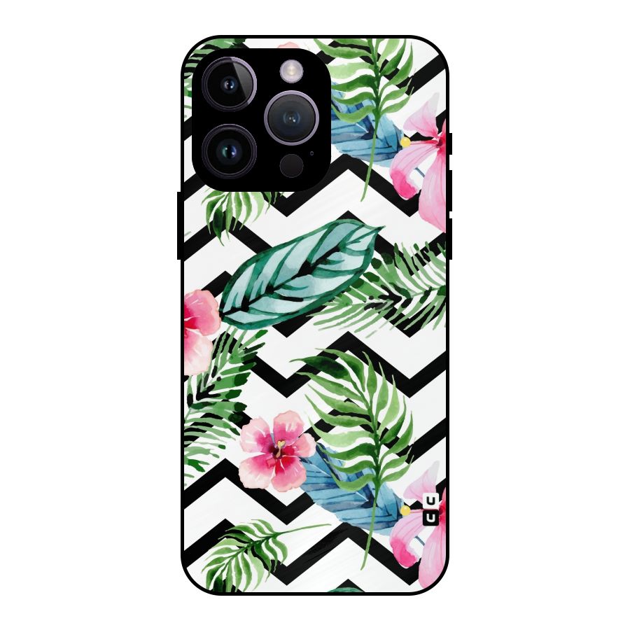 Modern Flowers Metal Back Case for iPhone 14 Pro Max