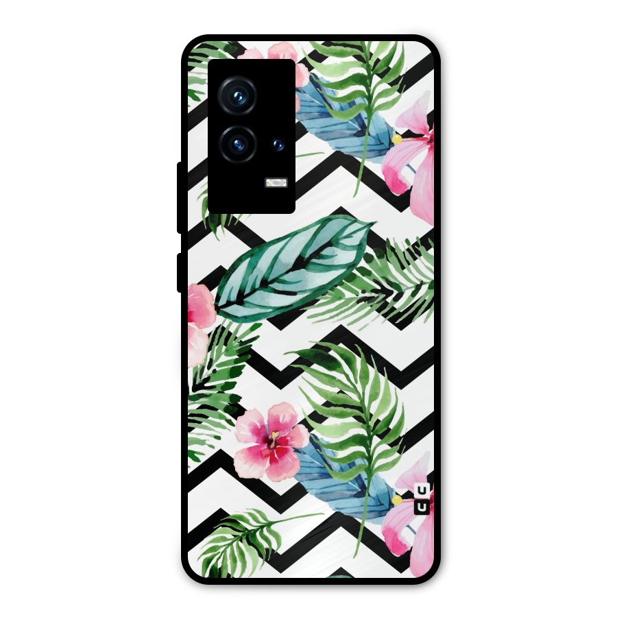 Modern Flowers Metal Back Case for iQOO 9 5G