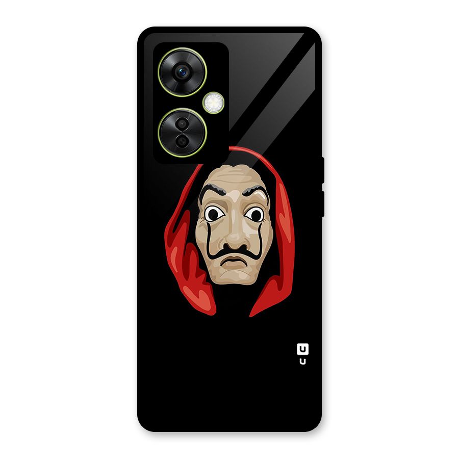 Money Heist Mask Glass Back Case for OnePlus Nord CE 3 Lite