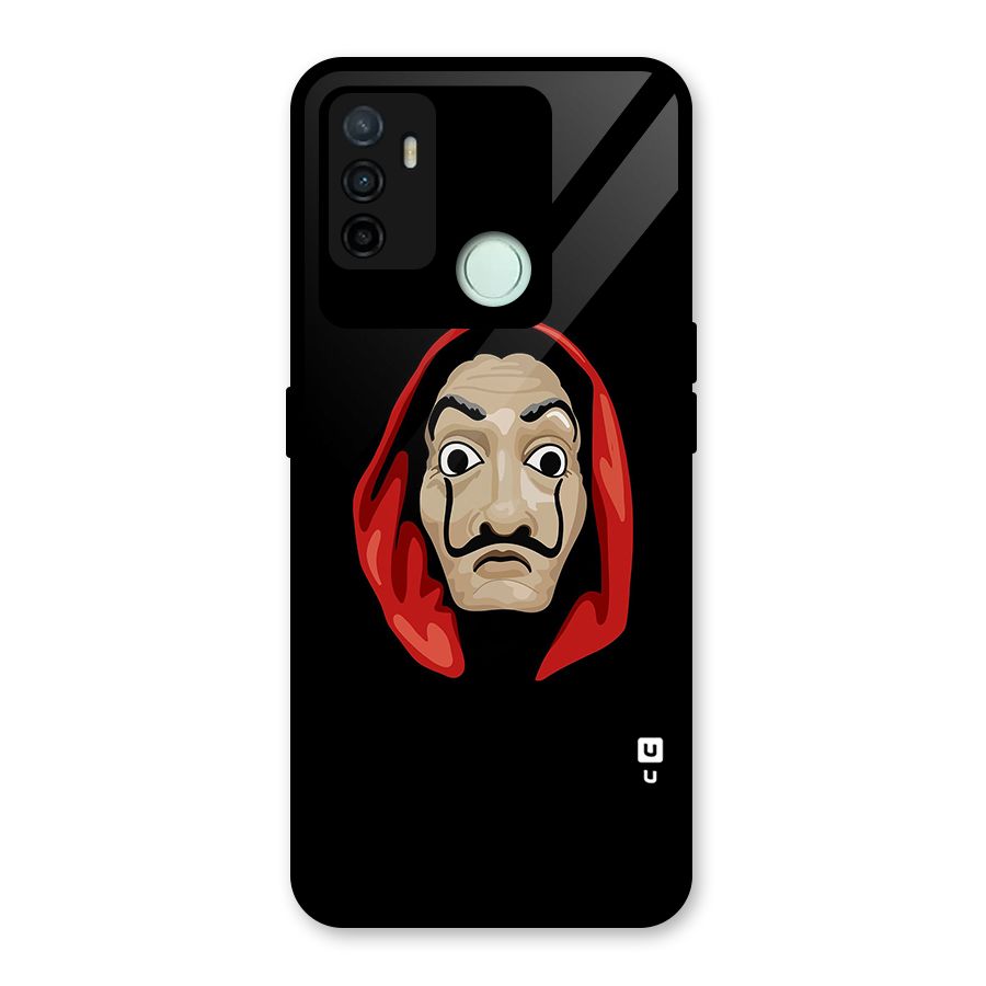Money Heist Mask Glass Back Case for Oppo A53