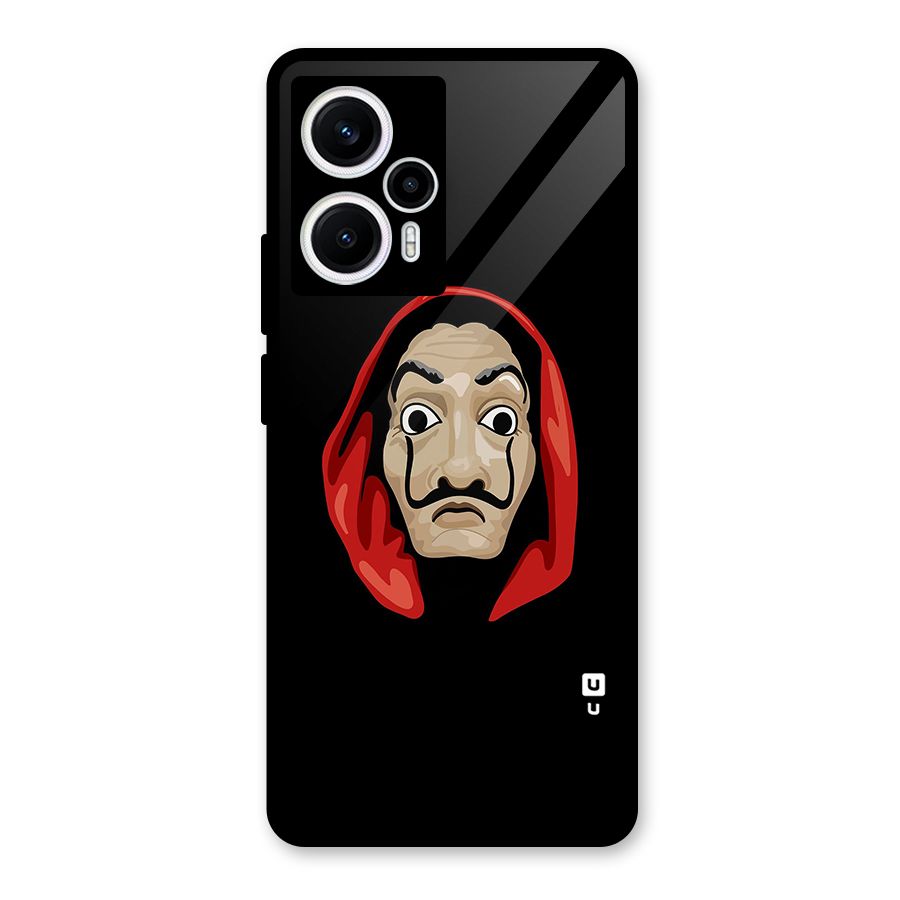 Money Heist Mask Glass Back Case for Poco F5