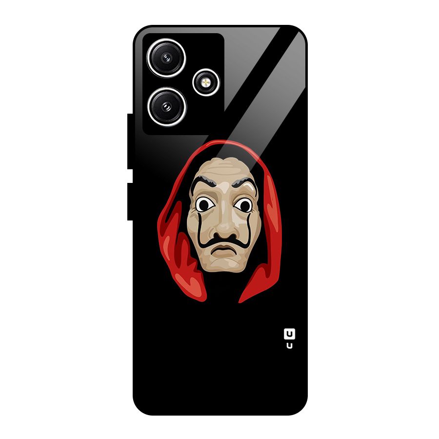 Money Heist Mask Glass Back Case for Redmi 12 5G