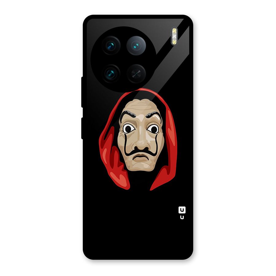Money Heist Mask Glass Back Case for Vivo X90 Pro