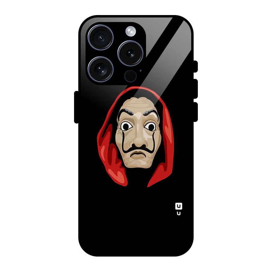 Money Heist Mask Glass Back Case for iPhone 15 Pro