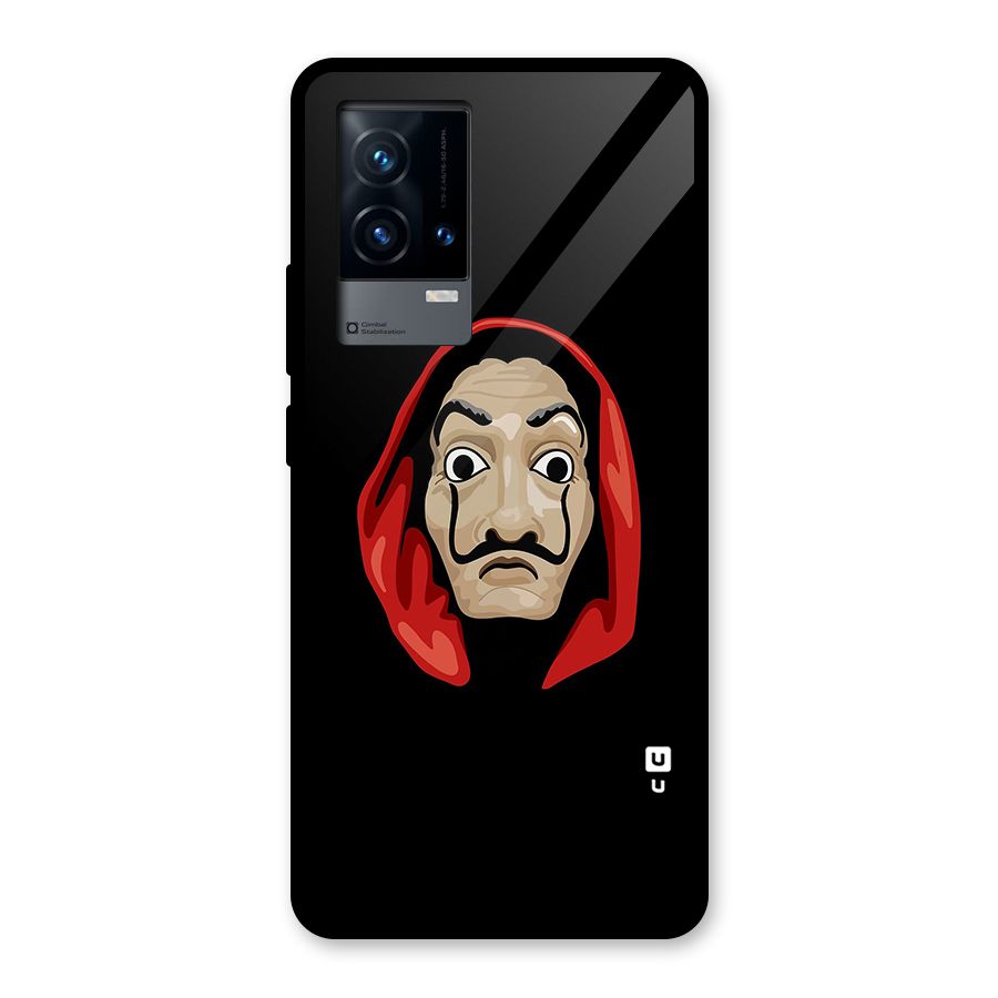 Money Heist Mask Glass Back Case for iQOO 9 5G